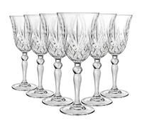 RCR Crystal Melodia Wine Glasses, Set of 6, Perfect for Wine Or Cocktails, Classic Goblet Shape, 210 ml, Perfect for Birthdays, New Homeowners, Weddings, Parties, Dishwasher Safe, 21 cl