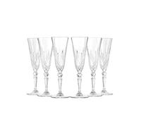 RCR Melodia 6-Piece Champagne Flute Set 160 ml - Italian Luxion® Crystal Clear Flutes for Sparkling Wine & Toasts