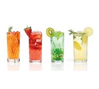 RCR Mixology Highball Cocktail Glasses Set of 4 (44cl) - Tall Drinking Glasses with Cut-Glass Effect Pattern - Ultra-Clear & Durable LUXION© Crystal Glass - Dishwasher Safe