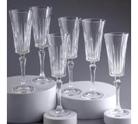 RCR Timeless 6-Piece Fluted Wine Glasses 238 ml - Italian Luxion® Crystal Flutes for White & Sparkling Wine