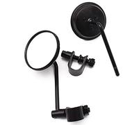 RCRBT 7/8'' 1'' Motorcycle Rear View Side Mirror Universal Retro Round Adjustable Convex Handlebar Clip-On Rearview Mirrors, Motorbike Accessories (Black)
