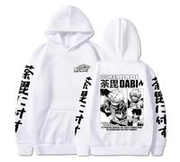 Rcrllya Anime My Hero Academia Hoodie Dabi Manga Icons Sweatshirt MHA Tops Boku No Hero Academia Gift Clothing Sudadera Felpa Moletom (White,S)