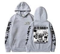 Rcrllya Anime My Hero Academia Hoodie Dabi Manga Icons Sweatshirt MHA Tops Boku No Hero Academia Gift Clothing Sudadera Felpa Moletom (Gray,XL)