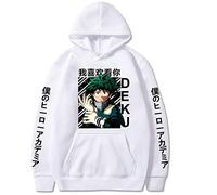 Rcrllya Anime My Hero Academia Hoodies Deku Womens Men Boku No Hero Academia Sweatshirts Casual Fleece Harajuku Pullover (White,M)