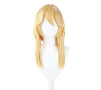 Rcrllya Anime Wig for Guilty Gear Bridget Cosplay Wig Long Yellow Hair Feather Heat Resistant Costume Halloween+ Free Wig Cap