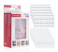 RcStarry 100 Pieces Clear Mini Decorating Hook Clips with Adhesive Strips,Removable Mini Wall Hooks for String Lights Hanging, Damage Free Clips for Indoor/Outdoor Decoration