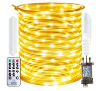 RcStarry 50M 500 LED Rope Lights, 8 Modes, Timer, Remtoe, Plug in Indoor Outdoor String Lights, Warm White, IP67 Waterproof Fairy Lights for Garden, Patio, Deck, Landscape Lighting, Bedroom and More