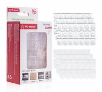 RcStarry 60 Pieces Clear Mini Decorating Hook Clips with Adhesive Strips,Removable Mini Wall Hooks for String Lights Hanging, Damage Free Clips for Indoor/Outdoor Decoration