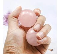 RCSTOONE 3cm Natural Rose Quartz Healing Globes for Meditation and Relaxation, Small Pink Chinese Medicine Ball for Hand Therapy, Exercise and Stress Relief, Box Packed M60