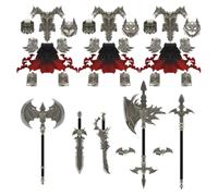 RCstrophex Medieval Weapons Pack, 31PCS Bat Warrior Armor & Weapons DIY Accessories Set Building Blocks with Helmets, Cloak & Weapons, Compatible with Major Brands
