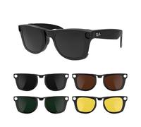 RCstyle 4Pcs Polarized Clip Compatible With Ray-Ban Meta Wayfarer RW4008 Size L 53-22 Smart Glasses Color Changing Clip Set for Man and Woman (Dark Green, Night Vision Yellow, Black, Brown)