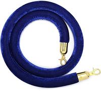 RCSTYNUK Barrier Rope Queue Velvet Rope with Gold Hooks, Hanging Rope for Museums, Movie Theaters, Grand Openings (Blue 1.7m/5.6ft)