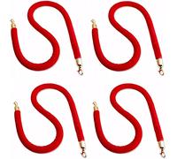 RCSTYNUK Twisted Queue Ropes Red Velvet Rope with Gold Clasps, Crowd Control Queue Line Barrier for Grand Openings/Movie Theaters, 2-9.8 ft (4 Pack 120cm/4ft)