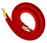 RCSTYNUK Velvet Barrier Rope Crowd Control Queue Line Barriers Hanging Ropes - Restaurants Theaters Hotels, Red Twisted Queue Barrier Rope with Polished Gold Hooks (2 Pack 90cm/3ft)