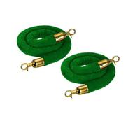 RCSTYNUK Velvet Stanchion Rope, 2 Pack Crowd Control Barrier Rope Safety Barriers with Snap Hooks, Posts Stands Queue Divider of Hotel Theater (Green 250cm/8ft)