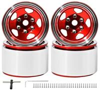 RcThjia 1.0 Beadlock Wheel Rim Set Aluminum Alloy RC Upgrade Part for Traxxas 1/18 TRX4M 1/24 Axial SCX24 FMS FCX24 Gladiator Bronco C10 JLU Deadbolt B17 RC Crawlers Upgrade Off-Road(4Pcs/Set)