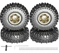 RcThjia 1.0 Beadlock Wheel Soft Tire Set RC Upgrade Part for Traxxas 1/18 TRX4M 1/24 RC Crawlers car Axial SCX24 FMS FCX24 Gladiator Bronco C10 JLU Deadbolt B17 Upgrade.(4Pcs/Set)