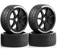 RcThjia 1/7 1/8 RC On Road Rally Tires and Nylon Wheels 17mm Hex RC Upgrade Part for ARRMA 1/7 Limitless Infraction FS Racing Mustang Model GT KM Rally 1/8 HongNor X3GT Serpent (4PCS/Set)