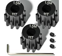 RcThjia 3-Pack M1.5 8mm 11T Steel Pinion Gears with M5 Set Screws & Hex Key, Hard Anodized Machined Motor Gear Set for Arrma Traxxas X-Maxx 1/5 Scale Rc Car Truck Brushed Brushless Motor