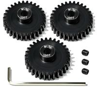 RcThjia 3-Pack M1.5 8mm 30T Steel Pinion Gears with M5 Set Screws & Hex Key, Hard Anodized Machined Motor Gear Set for Arrma Traxxas X-Maxx 1/5 Scale Rc Car Truck Brushed Brushless Motor