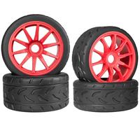 RcThjia RC On Road Tire Tyre 17mm Wheel Rims for Arrma 1/7 1/8 Infraction | For 1/7 Limitless Felony FS Racing Model GT RC Car Upgrade On Road Tyre 4Pcs One Set(2 Big 2 Small, Red)