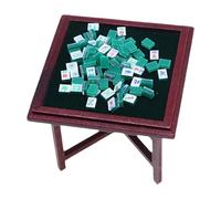 RCULWPLP 1:12 Scale Mahjong Set for Dollhouse, Game Room Accessories, Mahjong Table Set
