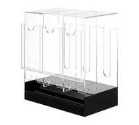 RCULWPLP Booster Dispenser Organizer Card Display Case Box Storage Display Acrylic Open Back Easy Exchange for Office Shelf, Black Bottom, 3 slots