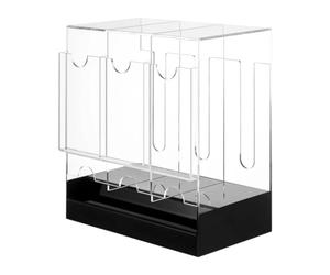 RCULWPLP Booster Dispenser Organizer Card Display Case Box Storage Display Acrylic Open Back Easy Exchange for Office Shelf, Black Bottom, 3 slots