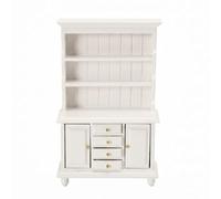 RCULWPLP Dollhouse Cabinet Miniature Bookcase Hutch Display Shelving Storage Organizer with Working Drawers and Side Cabinets suitable for miniature, White
