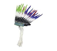 RCULWPLP Indian Feather Headdress, Headband, Costume, Hair Accessory, Material: Polyester, Suitable for Adults, Men And Women, Cosplay, Party, Travel, Red Green BLue