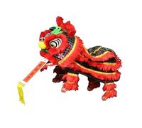 RCULWPLP Lion Hand Puppet with Rod for Cultural Celebrations, Black Red