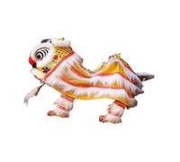 RCULWPLP Lion Hand Puppet with Rod for Cultural Celebrations, Yellow White