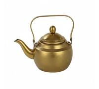 RCULWPLP Stainless Teapot Heavy Duty Metal Kettle Tea Pot Removable Mesh Strainer Textured Surface Suitable for Home, Retro Gold