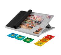 RCULWPLP Tilting Puzzle Board, Portable, Creative And Versatile Puzzle Board with Stand for Family Games on The Go, Light Gray