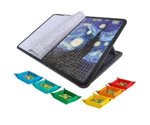 RCULWPLP Tilting Puzzle Board, Portable, Creative And Versatile Puzzle Board with Stand for Family Games on The Go, Dark Gray