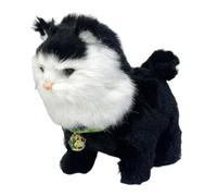 RCULWPLP Walking Cat Toy Electronic Talking Kitten Interactive Pet Robot Cat with Soft Realistic Movement Sound Suitable for Kids G, black