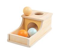 RCULWPLP Wooden Object Permanence Box with Tray Three Balls for Babies Boys Girls