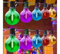 RCVEHO Outdoor Garden String Lights - 2Packs 50FT Festoon Lights Outdoor Mains Powered, 60+5 Colourful G40 LED Bulbs, Energy Saving Shatterproof Connectable for Pergola Patio Gazebo Party (5 Colors)