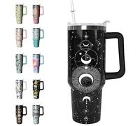 Rcvlauf Goth Tumbler Constellation Gifts Halloween Moon Tumbler 1.2L Goth Gifts for Women Men Cups Coffee Travel Mug with Handle Leakproof Insulated Witch Gothic Decor Stuff