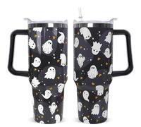 Rcvlauf Halloween Tumbler 40 OZ Ghost Tumbler Cute Ghosts Spooky Leak Proof Cups Insulated Coffee Travel Mugs for Halloween Gifts Goth Witchy Decor (1PCS)