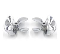 RCXCLXLH RC Boat 4 Blade Zinc Alloy Propeller 55mm/60mm 4mm Bore CW CCW Pair For Bait Trawler Scale Boats(Silver,D55mm)