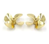 RCXCLXLH RC Boat 4 Blade Zinc Alloy Propeller 55mm/60mm 4mm Bore CW CCW Pair For Bait Trawler Scale Boats(Gold,D60mm)