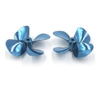 RCXCLXLH RC Boat 4 Blade Zinc Alloy Propeller 55mm/60mm 4mm Bore CW CCW Pair For Bait Trawler Scale Boats(Blue,D55mm)