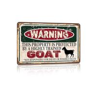 RCXsigns Vintage Goat Metal Sign， Warning this property is protected bY a highly trained Goat Sign Funny Tin Signs 12x8 Inch