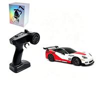RCXTechPro 1/43 Scale TR051 RC Drift Racing Car 4WD With Gyro Stabilization Simulated Brake Caliper Metallic Sports Vehicle Top Speed: 15 Km/h For Remote Control Drift Hobbyists -Red