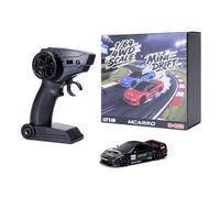RCXTechPro 1:64 Mini RC Drift Car, 2.4GHz 4WD High-Speed Desktop Racing Vehicle With LED Lights, Full Proportional Throttle, Dual Speed Modes & Remote Control -MC062 / Black