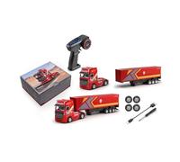 RCXTechPro 1/64 Scale RC Semi Truck 2.4GHz 4WD Container Transport Model, Proportional Steering Trailer Truck with Cruise Function Light Sound, 3-Gear Modes for Adults -RTR