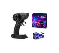 RCXTechPro 1/87 Scale Full Proportional 4WD RC Drift Car Mini Racing Model with Simulated Brake Calipers and Linked LED Lights RTR Remote Control Vehicle for Adults Hobbyists -Purple