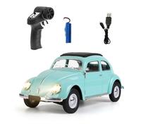 RCXTechPro D62MINI Retro RWD RC Drift Car 1:16 Scale, Classic Beetle 2.4GHz 4CH Remote Control Car With 130 Motor, LED Lights, High Speed Racing Model For Adults