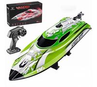RCXTechPro High-Speed RC Boat For Pool, Lake & Pond, 25km/h 2.4GHz Remote Control Racing Boat With Self-Righting Recovery, LED Lights & Proportional Steering For Adults (Green /3 Battery)